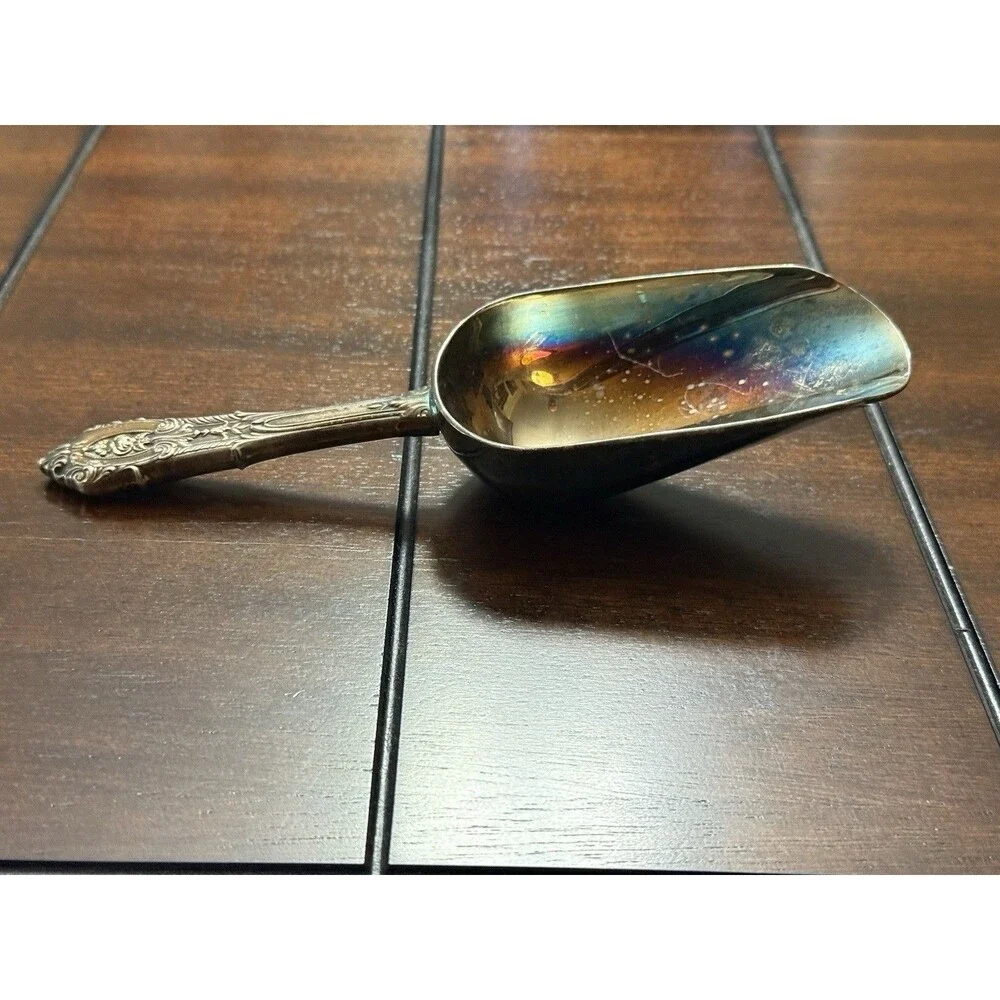 🔥RARE- VTG Wallace Sterling silver handle Ice Scoop - PERFECT PATINA 😱🙀🔥